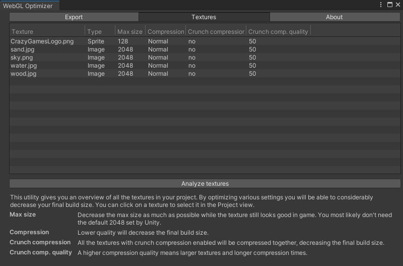 Texture optimizer